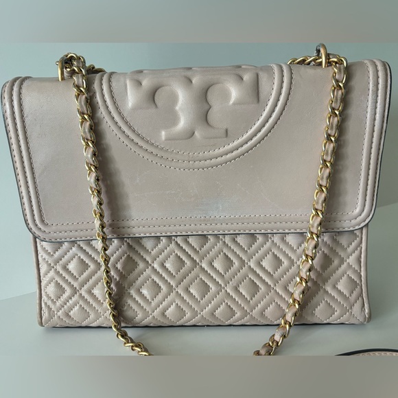 TORY BURCH Fleming Shell Pink Leather Convertible Shoulder Bag $498+ - Picture 2 of 12